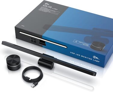 LED-лампа для монітора CSL Screenbar USB з пультом дистанційного керування, регулювання яскравості, 3 колірні температури, захист очей, поворотна
