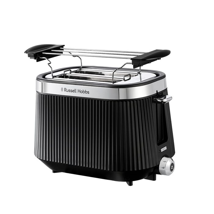 Тостер Russell Hobbs Brontë Stone 26761-56 (2 тости, чорний) з 6 режимами, підігрівом, розморожуванням та підйомним механізмом