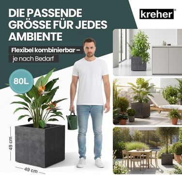 Плантажер Kreher XL Millennium: набір кольорів, імітація натурального каменю, 80 літрів, пластик