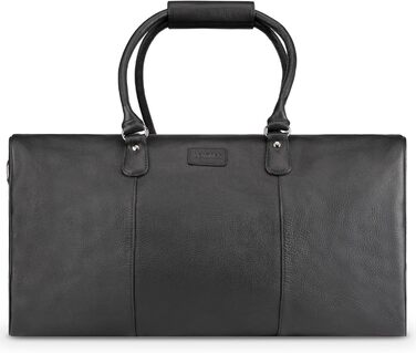 LEABAGS Дорожня сумка з натуральної шкіри 40л, жіноча/чоловіча, преміум, спортивна, для подорожей, ручна поклажа, чорна наппа