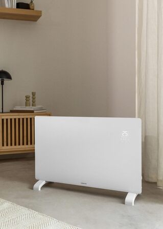 Електричний конвектор з Wi-Fi 2000 Вт, скляний, білий, LED-екран