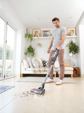 Акумуляторний пилосос BLACK+DECKER 3-в-1 BHFEA520J, 18В, безмішковий, ручний та підлоговий, турбощітка, 2 режими, бездротовий, з настінним кріпленням, щілинною насадкою, вбудованим акумулятором і зарядним кабелем