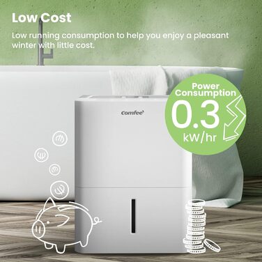 Осушувач повітря Comfee 12 л/добу для приміщень до 20 м², LED дисплей, проти вологи та плісняви, модель MDDN-12DEN7