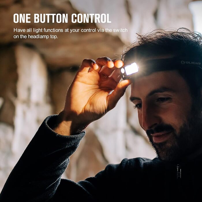 Лобовий ліхтар OLIGHT Array 2 Pro з жестовим сенсором, LED, 1500 люмен, 150 м, USB-C, акумуляторний, 3 світлові режими, червоне світло, 60° регулювання, SOS, помаранчевий