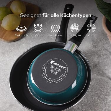 Набір сковорідок BERGNER Classique 20 і 26 см, алюміній, антипригарне покриття, для всіх плит, PFOA-free, зелений