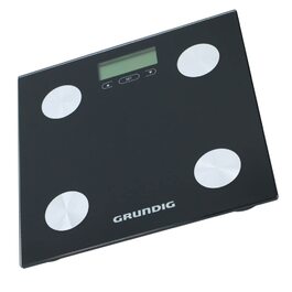 Цифрова вага Grundig для аналізу складу тіла: вимірювання жиру та м'язової маси, пам'ять на 12 користувачів, скло, до 180 кг, чорна/зелена