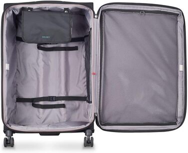Велика м’яка валіза DELSEY PARIS Helium DLX 123 л, чорна, розсувна, 83x50x33 см