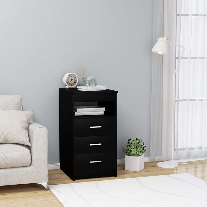 Комод vidaXL з шухлядами, багатофункціональна тумба, чорний, 40x50x76 см, ДСП