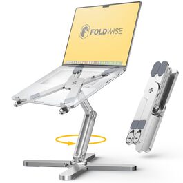 Підставка для ноутбука FoldWise X – алюміній, 360° обертання, регульована висота та кут нахилу – стабільна та портативна підставка для MacBook та комп'ютерів 11-18 дюймів (срібна)
