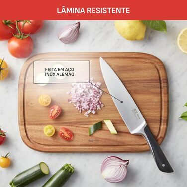 Набір кухонних ножів Jamie Oliver by Tefal з підставкою, 6 предметів, сталь з криозагартуванням, блок з акації, коричневий, K267S556