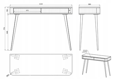 Туалетний столик Selsey у бежевих відтінках, 113,2 x 78 x 38 см