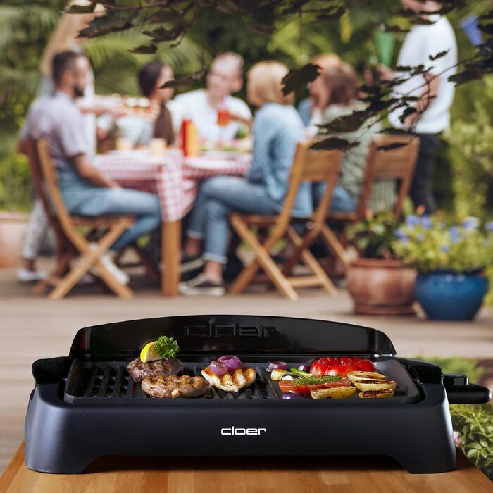 Електрогриль Cloer 656 Barbecue – настільний гриль з антипригарним покриттям, 2000 Вт, чорний, площа 43x30.5 см