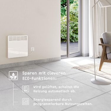 Електричний конвектор STIEBEL ELTRON CNS 50 Trend 0,5 кВт, для 6 м², настінний, металевий корпус, енергоощадний, LC-дисплей, тижневий таймер, TÜV сертифікат