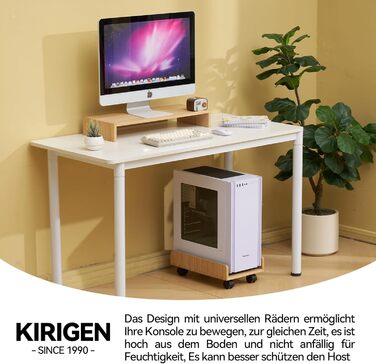 Кріплення для CPU KIRIGEN, комп'ютерний корпус ATX, мобільний стенд з колесами, натуральне дерево