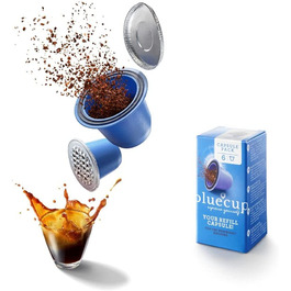 Bluecup багаторазові капсули для кави, сумісні з кавомашинами Nespresso (оригінал), набір з 6 капсул, багаторазові, для кавоварок