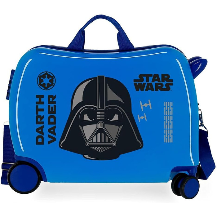 Дитяча валіза Star Wars Дарта Вейдера, синя, 50×38×20 см, ABS, кодовий замок, 34 л, 1,8 кг, 4 колеса, ручна поклажа