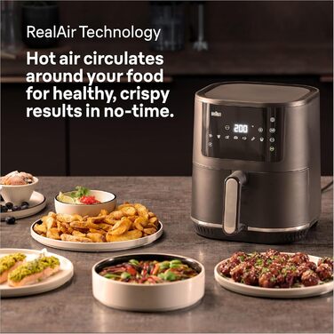Фритюрниця повітряна Braun MultiFry 3 HF 3030, 4.3 л, 1500 Вт, цифрове керування, 8 програм, чорна