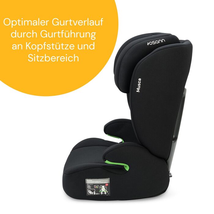 Дитяче автокрісло Osann Musca i-Size 100-150 см з спинкою, без Isofix, чорне