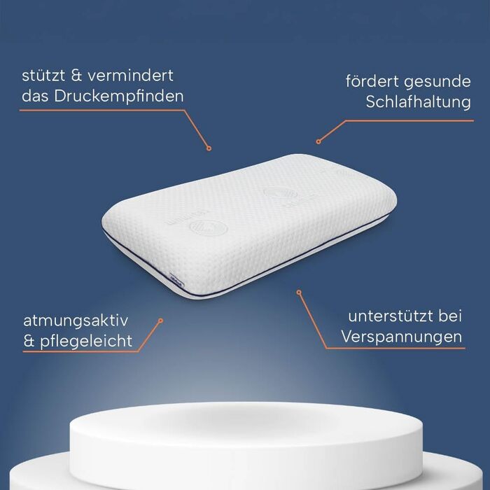 Ортопедична подушка для шиї з піною Memory Foam 70x40 см для тих, хто спить на боці та на спині. Підтримка шийного відділу хребта.