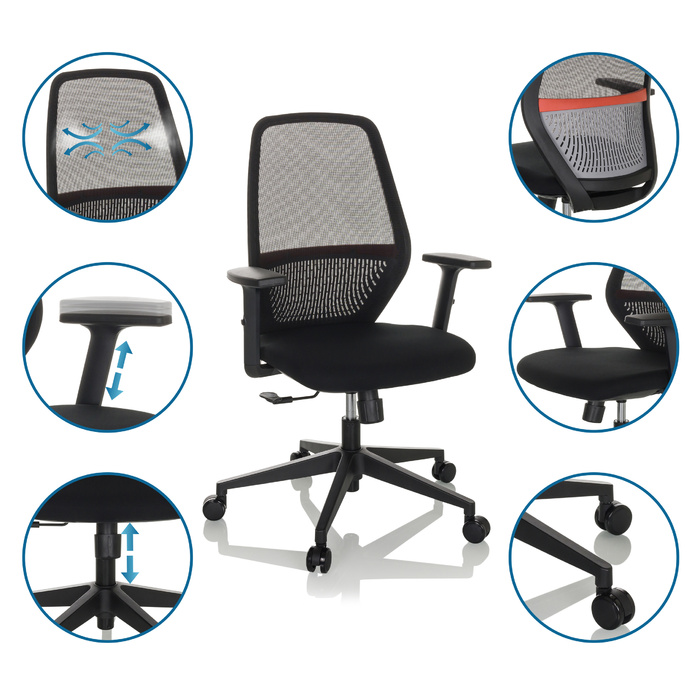 Офісне крісло / Поворотне крісло CARLOW I Mesh / Тканина Black hjh OFFICE