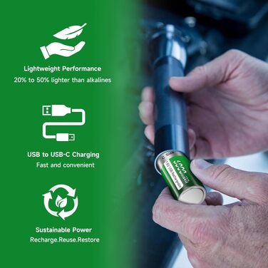 Акумулятори типу C (LR14) 1.5V 6000mWh літієві перезарядні, 4 шт. з USB-C кабелем для швидкої зарядки