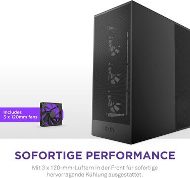 Корпус NZXT H7 Flow для ПК, Mid-Tower ATX, чорний, з потужною вентиляцією, підтримка до 3х 120-мм вентиляторів знизу для охолодження відеокарти, 3х 120-мм фронтальних вентиляторів, місце для радіатора 420 мм спереду