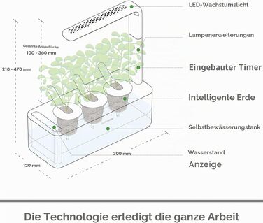 Click and Grow Growbox Smart Garden: Інтелектуальний сад для вирощування зелені вдома (3 капсули, темно-сірий)