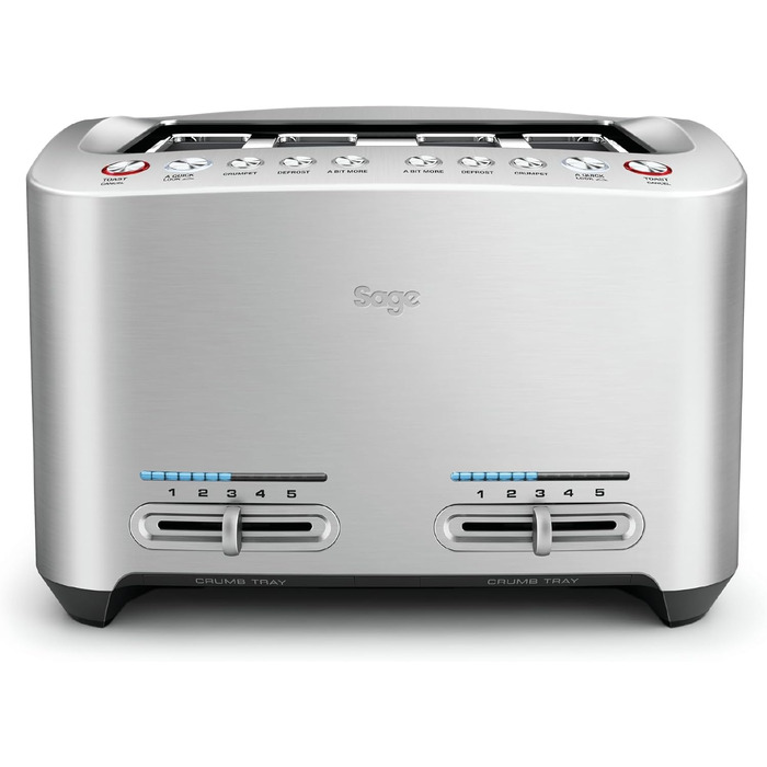 Тостер Sage The Smart Toast на 4 скибки, щітковий алюміній, електричний, для хліба