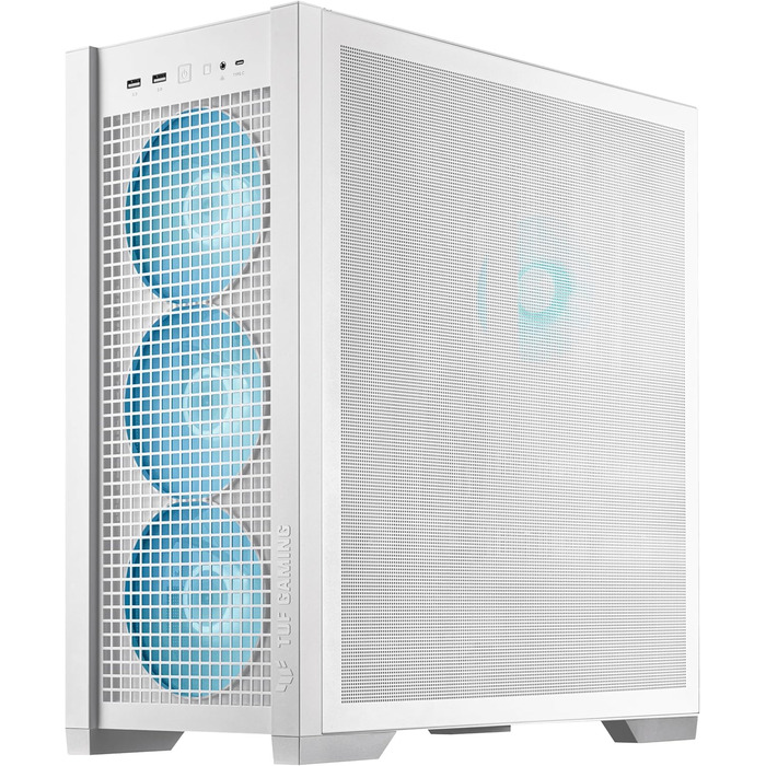 Ігровий корпус ASUS TUF GT302 ARGB білий, Mid-Tower ATX, 4x140 мм ARGB вентилятори, змінні бокові панелі, підтримка ATX материнських плат із прихованими роз'ємами, сітчаста фронтальна панель