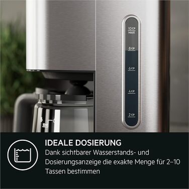 Кавоварка AEG CM5-1-6ST Deli 5, 1,5 л, нержавійка, програмований таймер, підтримка тепла, захист, індикатор рівня води, антикрапельна функція