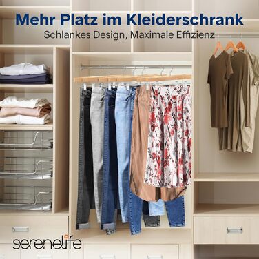 Дерев'яні вішалки для штанів SereneLife з кліпсами (20 шт.), 35,6 x 1,3 x 17 см