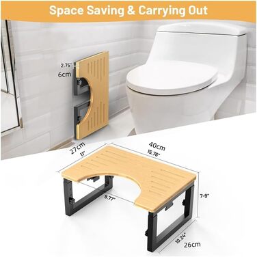 Стілець для унітазу з дерева, складаний, для дорослих - Toilet Stool