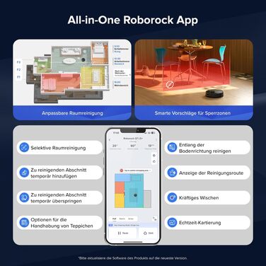 Робот-пилосос Roborock Q7 Max+ з автоматичним розвантаженням пилу, потужність 8000 Па, LiDAR-навігацією та електронним резервуаром для води, чорний