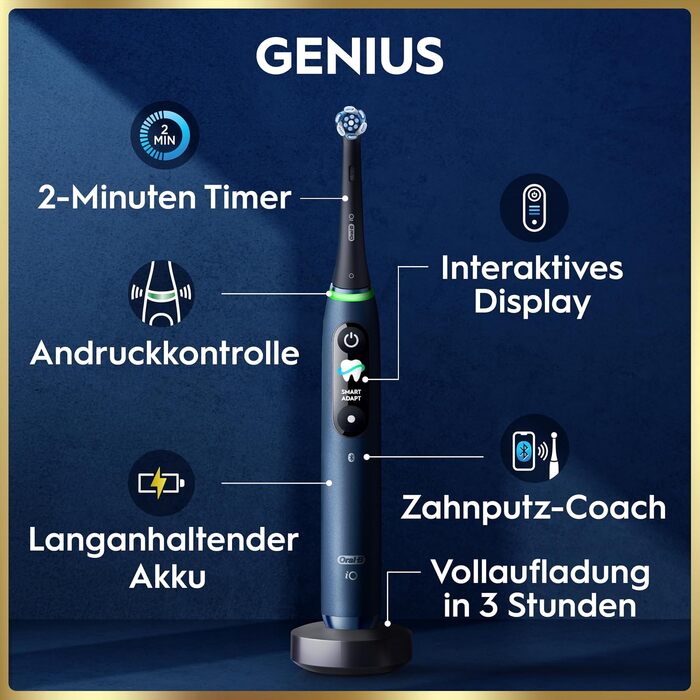 Електрична зубна щітка Oral-B iO Series 9, Sapphire Blue (чорний/синій), магнітний привод, преміум-якість