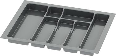 Sossai® лоток для столових приборів Divio для шухляд 60 см, антрацитовий, 53x43 см, 7 відділень, органайзер для кухні, можна обрізати