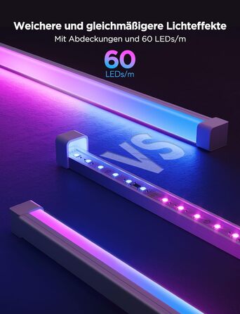 Світлодіодна стрічка Govee RGBIC 5м з LED-профілем, сумісна з Alexa та Google Assistant, ігрова LED-шина для спальні, цоколя, меблів, 64 режими