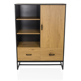 Шафа AMIO H 100x40x140 см, 2 висувні ящики, 1 дверцята, чорний/дуб, hjh LIVING
