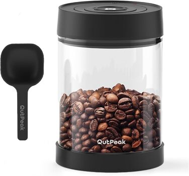 OUTPEAK Neo 2025 Kilo Auto-Vakuum-Kaffeedose: Герметичний контейнер для кави на 1,5 л (500 г) з автоматичним вакуумом, нержавіюча сталь, для бариста, подарунок (великий, матовий чорний) (G750)