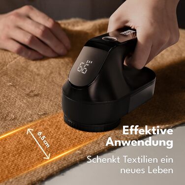 Електричний видалення ворсу LEBENLANG 2000mAh з LED-дисплеєм та пензлем для чищення - до 2 годин роботи, чорний
