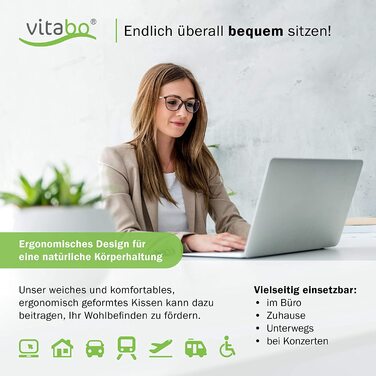 Подушка ортопедична для сидіння з піни Memory Foam та гелем, чорна | Підтримка куприка, ергономічна форма