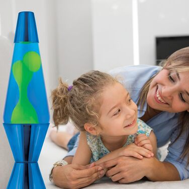 Лава-лампа Lava Lampe 2103 (36.8 см): білий віск, синя рідина, срібляста основа та кришка — оригінальний нічник для створення атмосфери