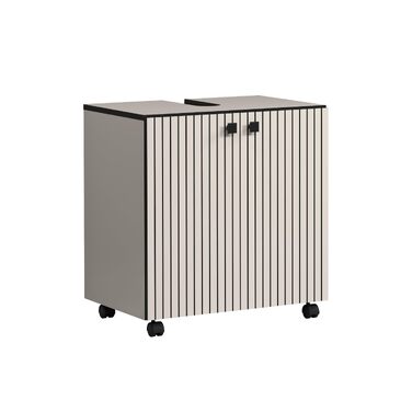 Тумба під умивальник на колесах PureBliss від trendteam smart living, 2 відкриті полиці, стійка до подряпин, світло-сірий кашемір (80x64x42 см)