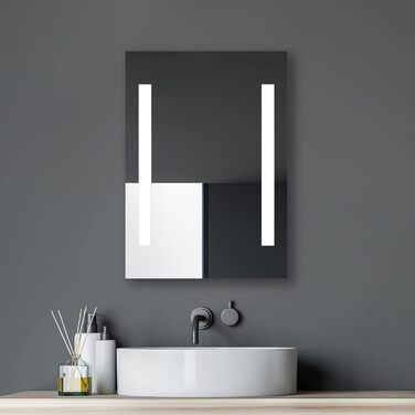 Дзеркало для ванної кімнати Talos Horizon LED 50x70 см з підсвічуванням, нейтрально-білим світлом та алюмінієвою рамою