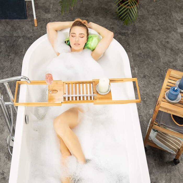 Підставка для ванни Relaxdays з бамбука, з тримачем для книги і келиха, 70x22 см, натуральний колір