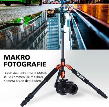 Легкий фотоштатив Rollei C5I помаранчевий, алюмінієвий, для подорожей, макрозйомки, монопод, Arca Swiss