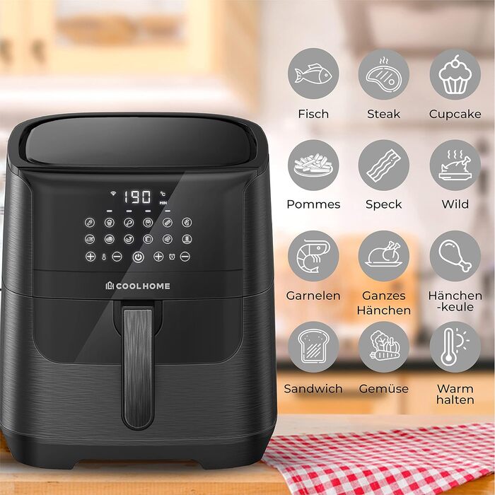 Аерофритюрниця AF23 Airfryer XXL Deluxe, 6.5 л, з керамічним покриттям, чорна