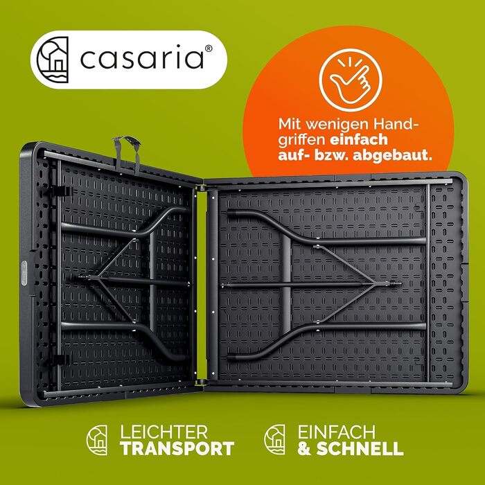 Розкладний садовий стіл CASARIA® 183x75 см, антрацит, на 8 осіб