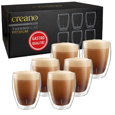 Набір склянок з подвійними стінками Creano PREMIUM 400 мл, 6 шт — термосклянки з GastroSeal для посудомийних машин, гастрономічна якість
