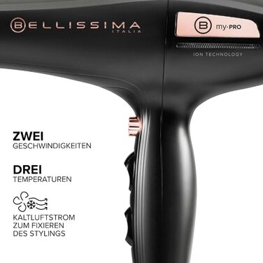 Фен Bellissima My Pro P3 3400 з іонізацією, професійним AC-мотором, керамічним покриттям, 2400 Вт для м'якого та сяючого волосся