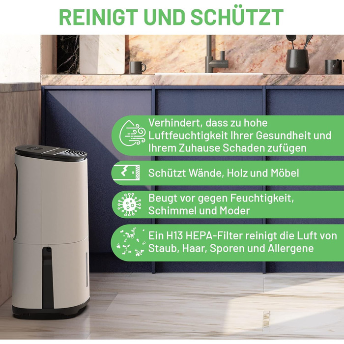 Meaco MeacoDry Arete® Two 25L: Повітряний осушувач та очищувач з HEPA-фільтром H13, Wi-Fi, інтелектуальні режими (сушка білизни, енергозбереження, тихий режим), гарантія 5 років (Колір: Pebble)